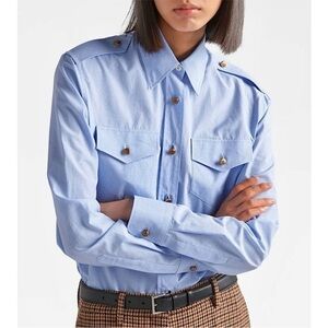 Prada Light Blue Prince of Wales  Shirt, Size 2